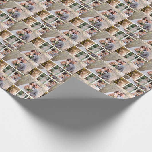 Creëer Uw eigen 4 foto bruiloft collage Cadeaupapier (Hoek)