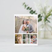 Creëer Uw eigen 4 foto bruiloft collage Feestdagenkaart (Staand voorkant)