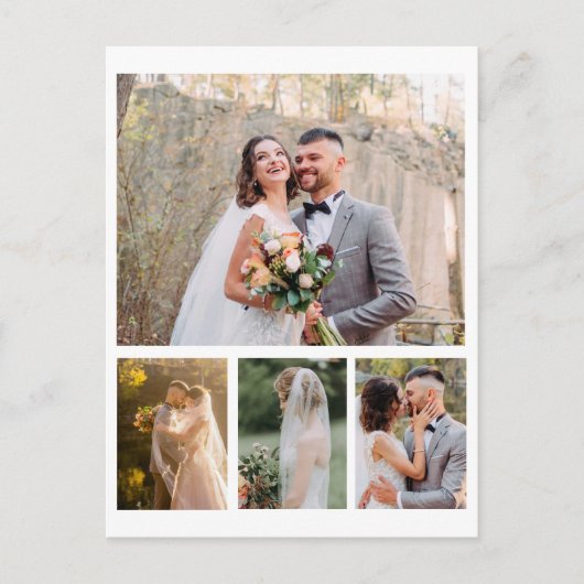 Creëer Uw eigen 4 foto bruiloft collage Feestdagenkaart (Voorkant)
