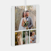 Creëer Uw eigen 4 foto bruiloft collage Metalen Ornament (Voorkant Rechts)