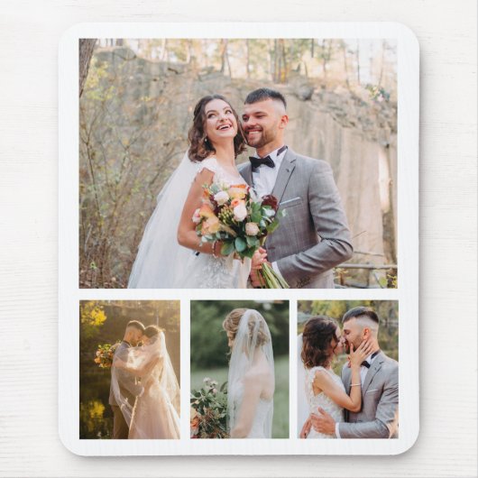 Creëer Uw eigen 4 foto bruiloft collage Muismat (Voorkant)