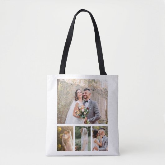 Creëer Uw eigen 4 foto bruiloft collage Tote Bag (Voorkant)