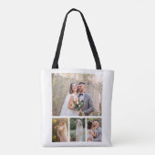 Creëer Uw eigen 4 foto bruiloft collage Tote Bag (Achterkant)