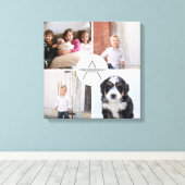 Creëer Uw Eigen 4 Fotocollage Monogram Canvas Afdruk (Insitu (Houten vloer))
