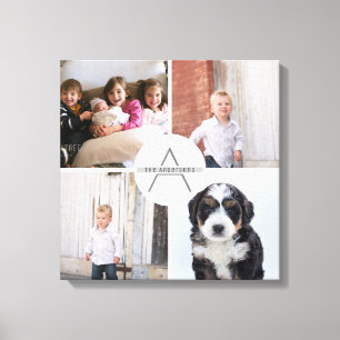Creëer Uw Eigen 4 Fotocollage Monogram Canvas Afdruk