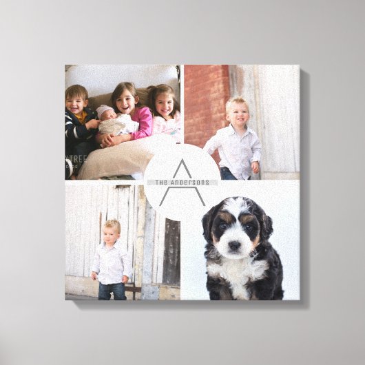Creëer Uw Eigen 4 Fotocollage Monogram Canvas Afdruk (Voorkant)