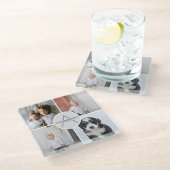 Creëer Uw Eigen 4 Fotocollage Monogram Glazen Onderzetter (Schuin)