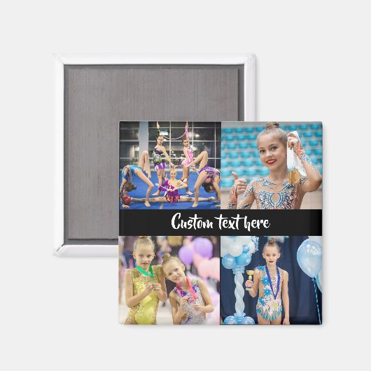 Creëer Uw Eigen 4 Foto's Collage Gymnastiek Magneet (Voorkant / Achterkant)