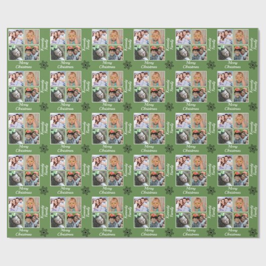Creëer Uw eigen 4-serie Foto met groene kerst Cadeaupapier (Vlak)