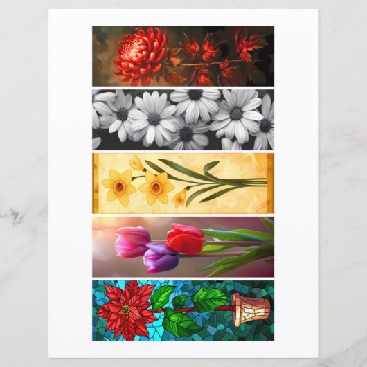 Creëer Uw eigen 5 Assorted Flowers Bladwijzer (Voorkant)