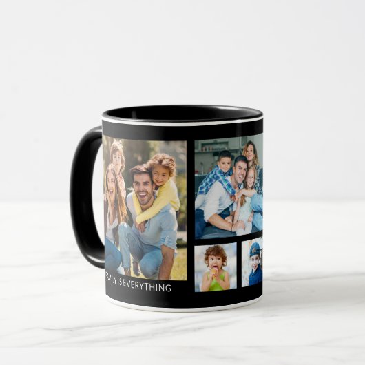 Creëer Uw Eigen 5 Familie Foto Collage Zwart Mok (Voorkant links)