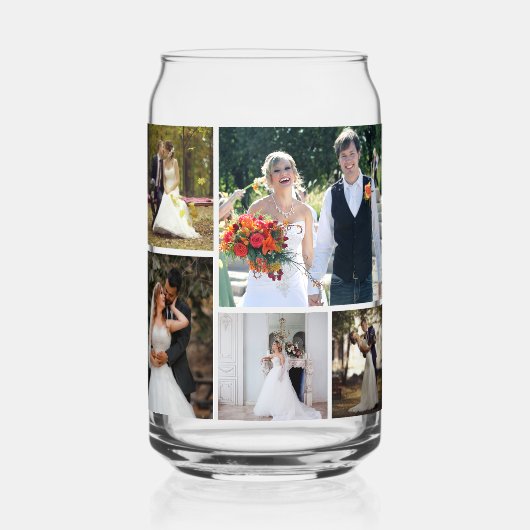 Creëer Uw eigen 5 foto bruiloft collage Blikvorm Glas (Voorkant)