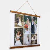 Creëer Uw eigen 5 foto bruiloft collage Hangend Wandkleed (Gebogen)