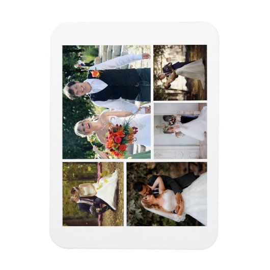 Creëer Uw eigen 5 foto bruiloft collage Magneet (Verticaal)