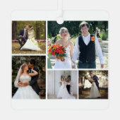 Creëer Uw eigen 5 foto bruiloft collage Metalen Ornament (Achterkant)