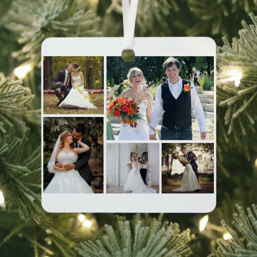 Creëer Uw eigen 5 foto bruiloft collage Metalen Ornament (Insitu)