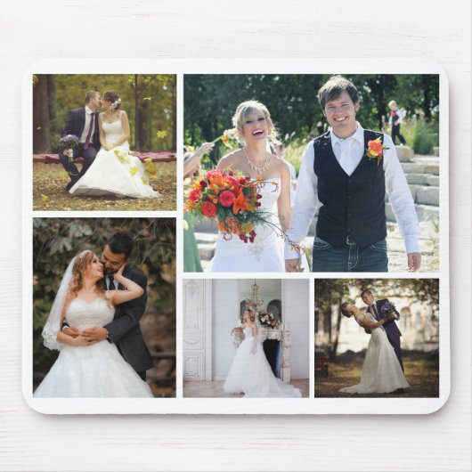 Creëer Uw eigen 5 foto bruiloft collage Muismat (Voorkant)