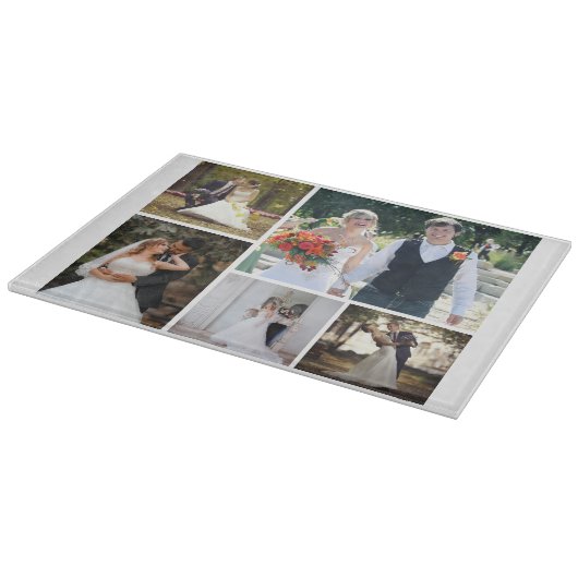 Creëer Uw eigen 5 foto bruiloft collage Snijplank (Hoek)