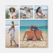 Creëer Uw eigen 5 Foto-Collage bewerkbare kleur Magneet (Voorkant)