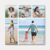 Creëer Uw eigen 5 Foto-Collage bewerkbare kleur Magneet (Voorkant)