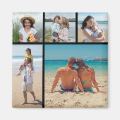 Creëer Uw eigen 5 Foto-Collage bewerkbare kleur Magneet (Voorkant)