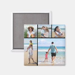 Creëer Uw eigen 5 Foto-Collage bewerkbare kleur Magneet