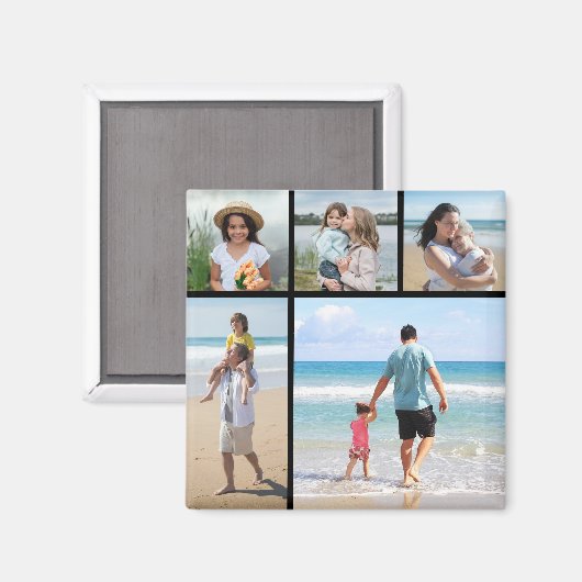 Creëer Uw eigen 5 Foto-Collage bewerkbare kleur Magneet (Voorkant / Achterkant)