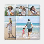 Creëer Uw eigen 5 Foto-Collage bewerkbare kleur Magneet (Voorkant)