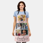 Creëer Uw eigen 5 Foto Collage Familienaam Roze Schort (Gedragen)