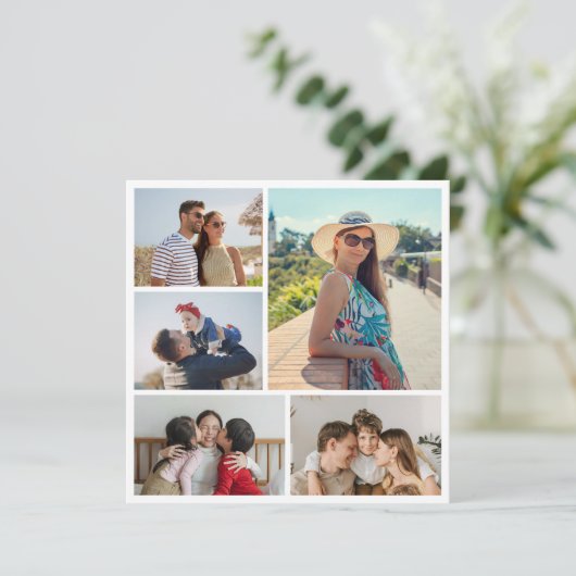 Creëer Uw eigen 5 Foto Collage Flat Kaart (Staand voorkant)