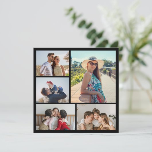 Creëer Uw eigen 5 Foto Collage Flat Kaart (Staand voorkant)