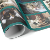 Creëer Uw eigen 5 Foto collage op Blauwgroen Cadeaupapier (Rol Hoek)