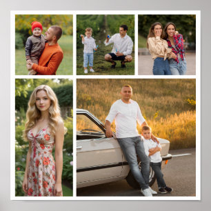Creëer uw eigen 5 foto collage Poster