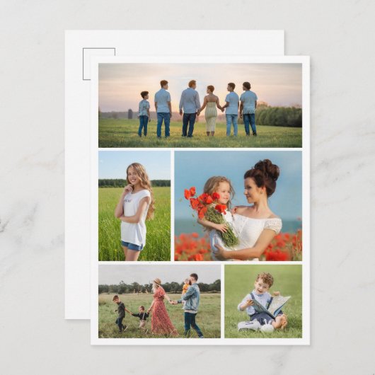 Creëer Uw eigen 5 Fotocollage Briefkaart (Voorkant / Achterkant)