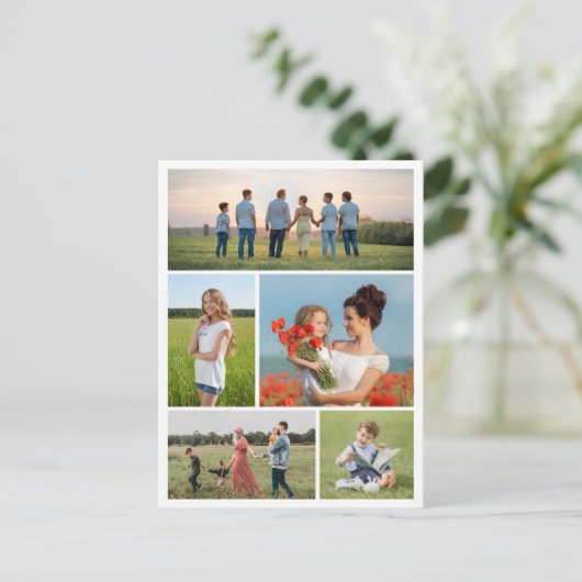Creëer Uw eigen 5 Fotocollage Briefkaart (Staand voorkant)