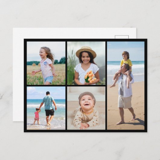 Creëer Uw eigen 5 Fotocollage Briefkaart (Voorkant / Achterkant)