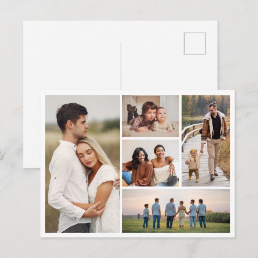 Creëer Uw eigen 5 Fotocollage Briefkaart (Voorkant / Achterkant)