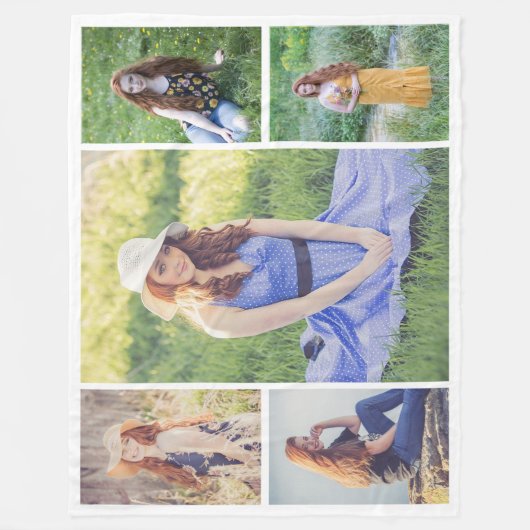 Creëer Uw eigen 5 Fotocollage Fleece Deken (Voorkant)