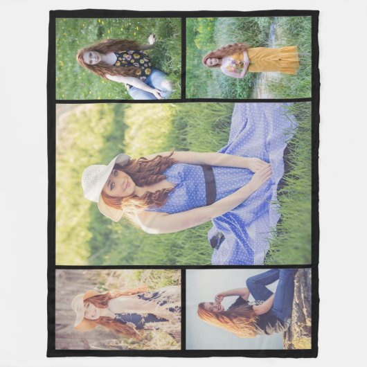 Creëer Uw eigen 5 Fotocollage Fleece Deken (Voorkant)