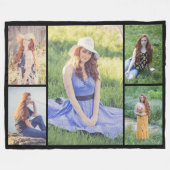 Creëer Uw eigen 5 Fotocollage Fleece Deken (Voorkant (Horizontaal))