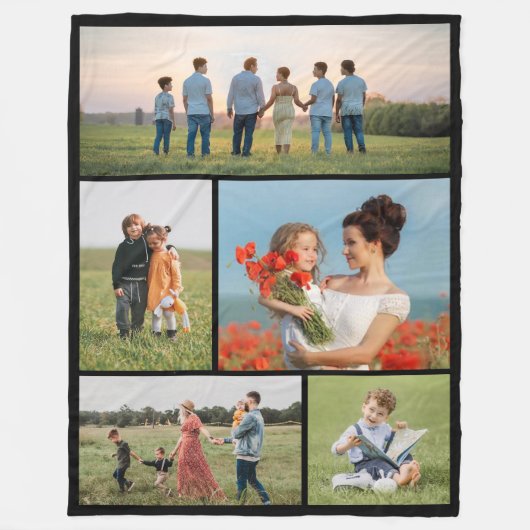 Creëer Uw eigen 5 Fotocollage Fleece Deken (Voorkant)
