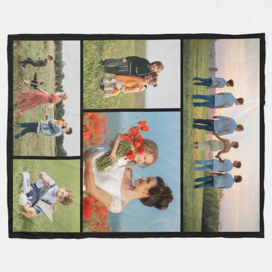 Creëer Uw eigen 5 Fotocollage Fleece Deken (Voorkant (Horizontaal))