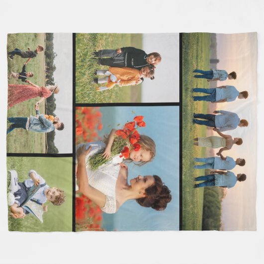 Creëer Uw eigen 5 Fotocollage Fleece Deken (Voorkant (Horizontaal))