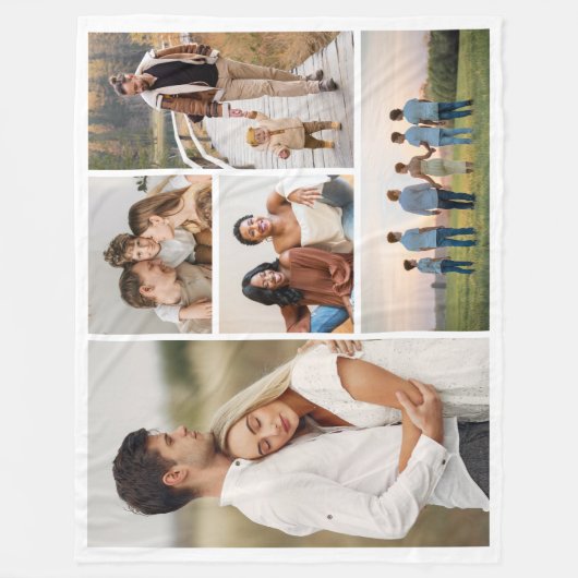 Creëer Uw eigen 5 Fotocollage Fleece Deken (Voorkant)