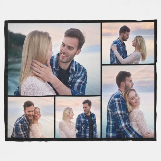 Creëer Uw eigen 5 Fotocollage Fleece Deken (Voorkant (Horizontaal))