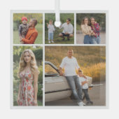 Creëer Uw eigen 5 Fotocollage Glas Ornament (Voorkant)