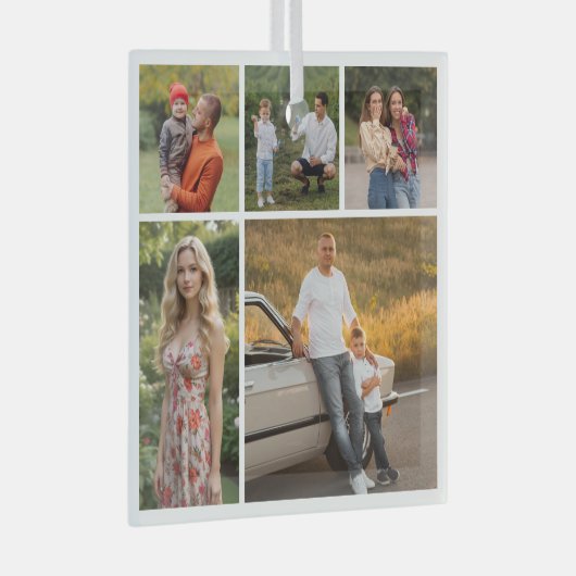 Creëer Uw eigen 5 Fotocollage Glas Ornament (Voorkant Rechts)