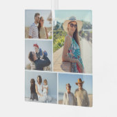 Creëer Uw eigen 5 Fotocollage Glas Ornament (Voorkant links)