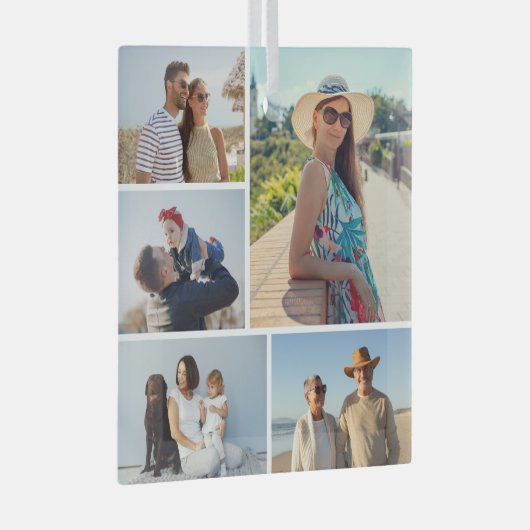 Creëer Uw eigen 5 Fotocollage Glas Ornament (Voorkant Rechts)