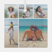 Creëer Uw eigen 5 Fotocollage Glas Ornament (Voorkant)